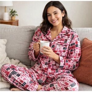 Kate Spade Holiday Button Up Pajama Top